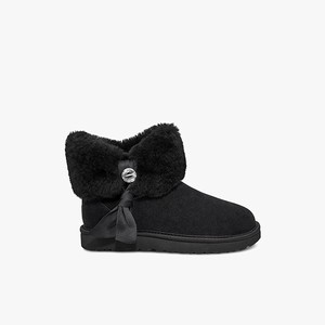 Ugg Cinched Fur Mini Klassiska Stövlar Dam Svarta (379648MPV)